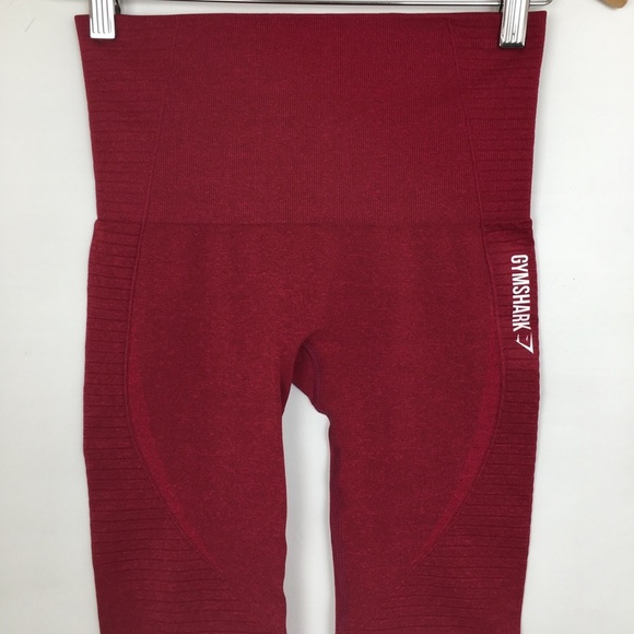 Gymshark Capri Seamless High Waist Dry Leggings Burgundy Cropped Workout Pants - Picture 3 of 13